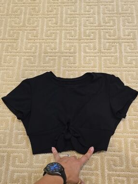 Robin Piccone Women's Black Tie-Front Swim Crop Top, Size S